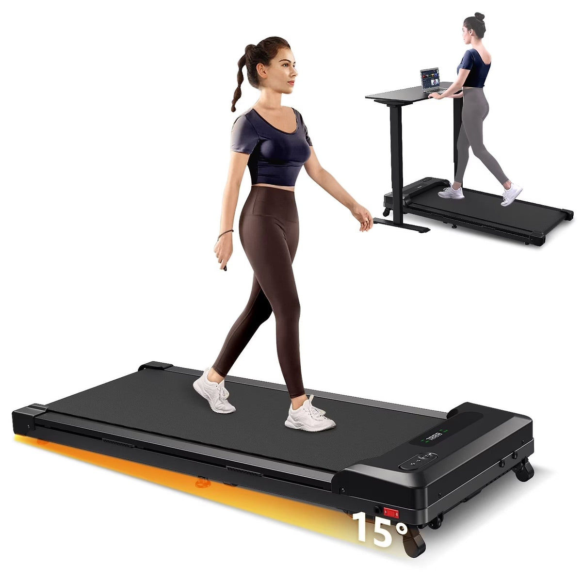 CoolHut Walking Pad, Under Desk Treadmill, 4-in-1 Home/Office Treadmill, Compact and Portable Foldable Treadmill, No Installation, Low Noise, LED...