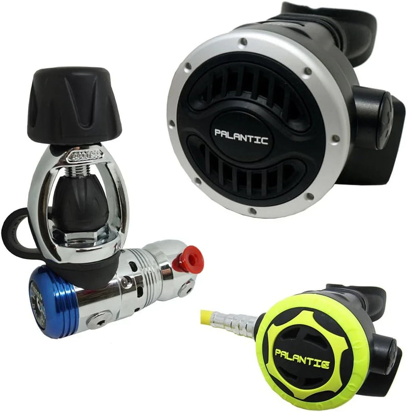 Yoke Regulator & Octopus Combo for Scuba Diving | High-Performance Over-Balanced Regulator, Silicone Mouthpiece, 27" Hose, Large Purge Button, 36" Yellow Octopus Hose P8009