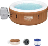SaluSpa Miami AirJet 2 to 4 Person Round Inflatable Hot Tub Portable Outdoor Spa with 120 Soothing AirJets and Insulated Cover, Black