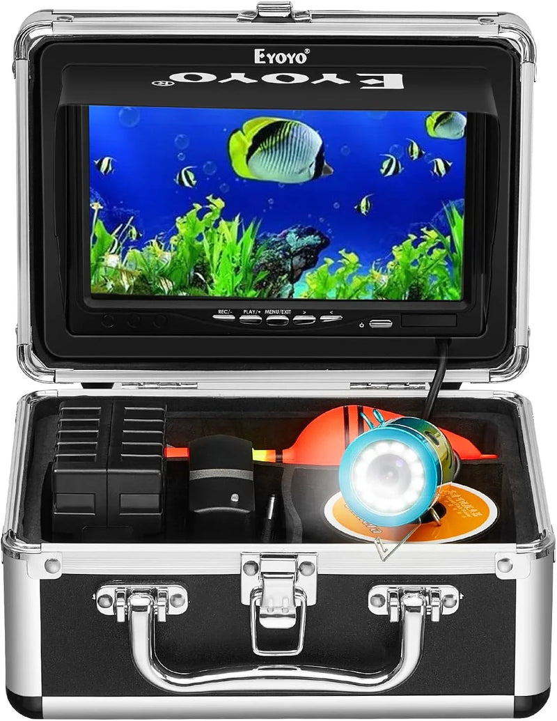 Underwater fishing photography and videography camera, underwater fish detector, fishing photography and videography camera on land/water/river/ice surface, 1000TVL resolution, 7-inch display screen, built-in 12 white lights, 15-meter long cable T4730