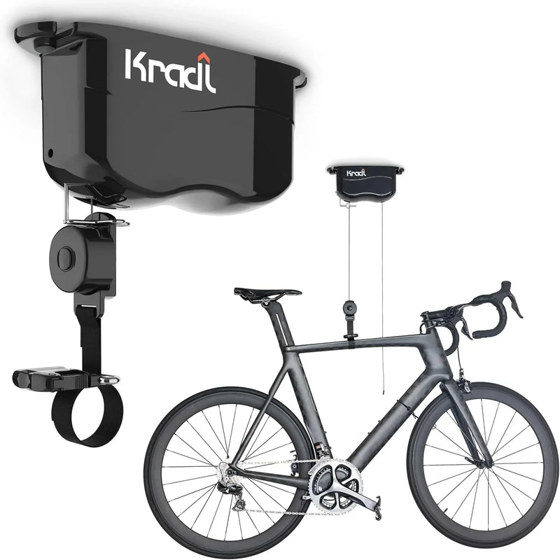 Wall-mounted bicycle lifting frame and storage rack. A bicycle storage and lifting frame that does not require electricity, nor clumsy ropes or pulleys. D2254