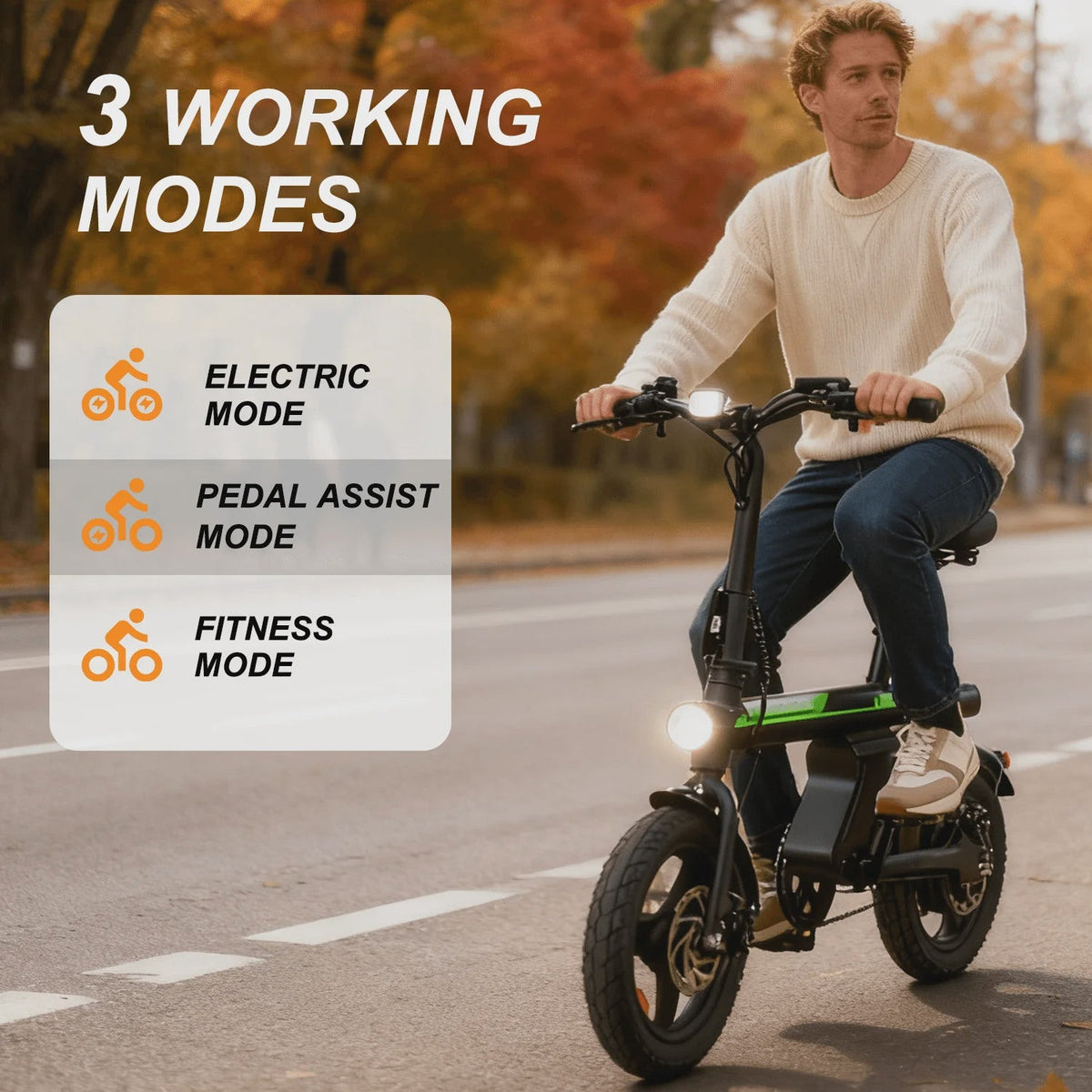 14 in Electric Bike for Adults,500W Folding E-Bike,Electric Commuter Mini Bikes,Electric Bicycles with 36V Removable Battery,Black