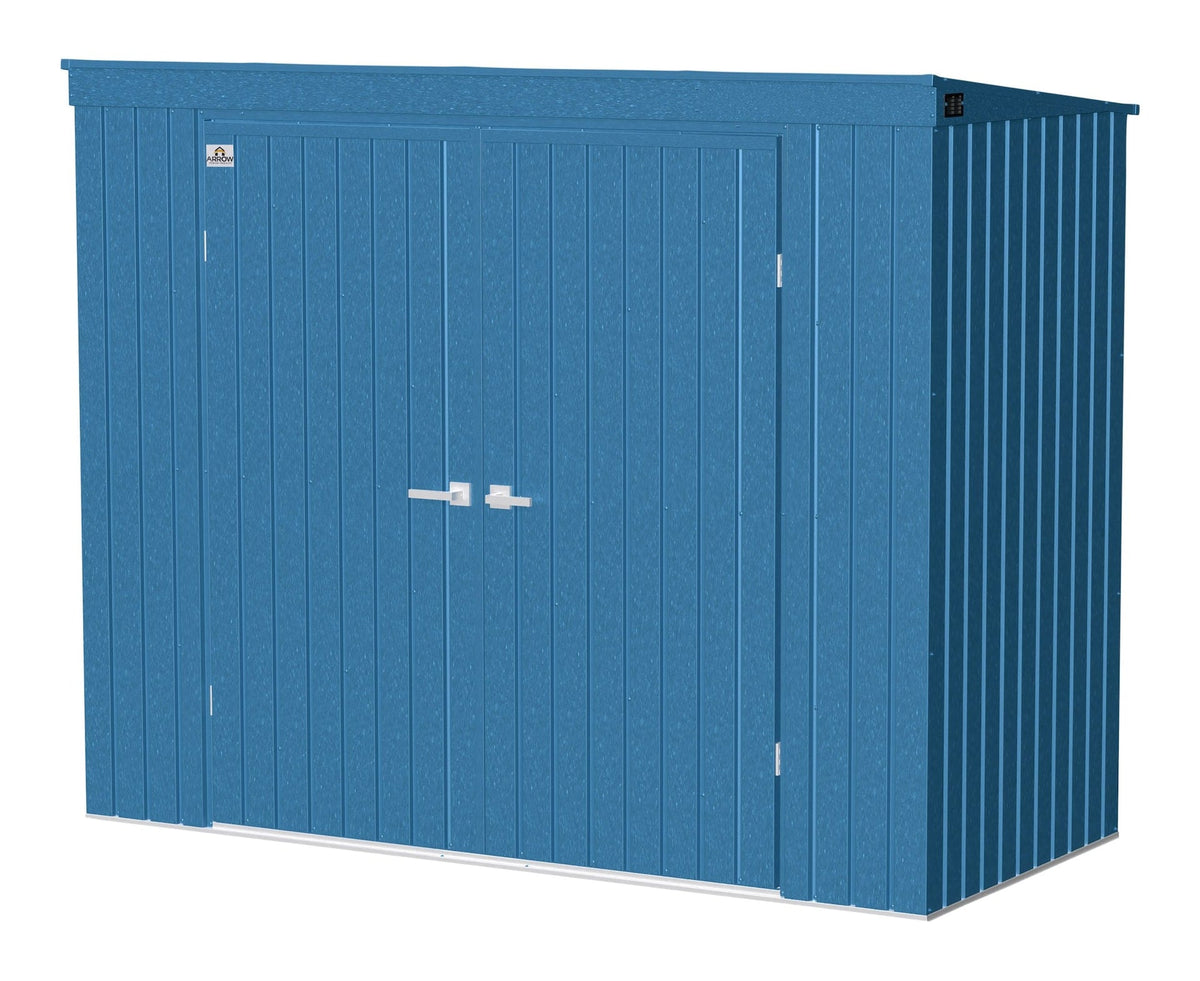 Elite Steel Storage Shed with Pent Roof, Blue Grey, 8-ft x 4-ft