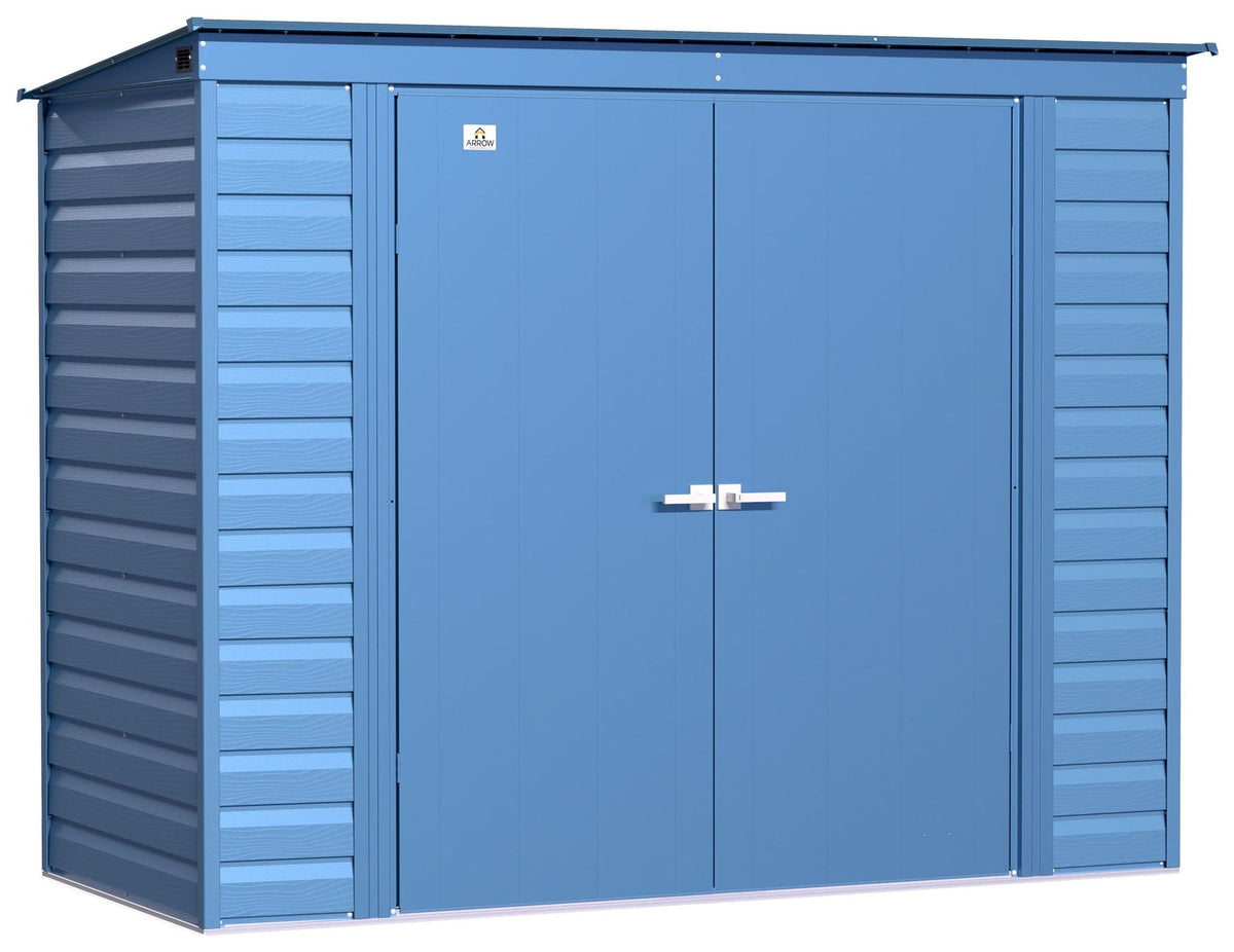 Select Galvanized Steel Storage Shed, Blue Grey, 8-ft x 4-ft
