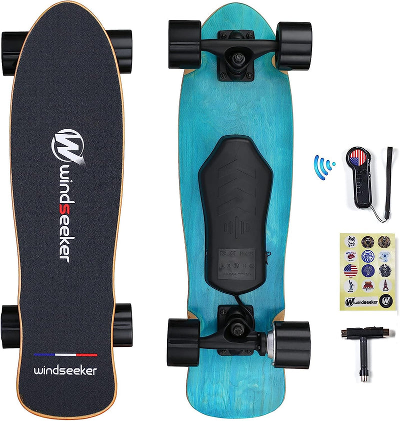Electric Skateboard with Remote Control for Beginners Cruiser E-Ska with DIY Stickers E5714