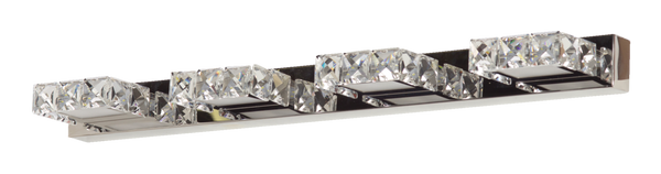 Isabella 4-Light Crystal Design LED Vanity Light Fixture, Chrome V7398