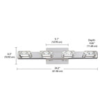 Isabella 4-Light Crystal Design LED Vanity Light Fixture, Chrome