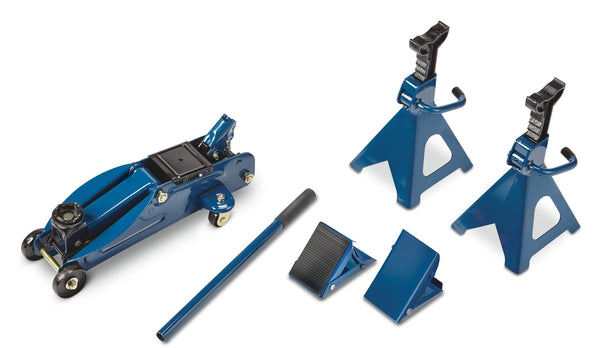 Garage Combo Kit, Jack and Axle Stands with Wheel Chocks, 2-Tonnes, 5-pc B8029