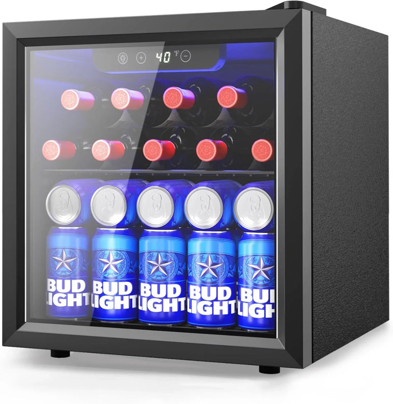 Refrigerator Cooler - 126 Can Mini Fridge with Glass Door for Soda Beer or Wine, Beverage Cooler for Home, Office, Bar with Adjustable Removable Shelves, Silver P1717