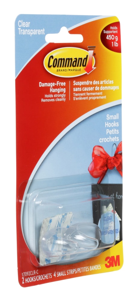 Clear Hook and Strips, Damage Free Hanging, 1-lb Capacity