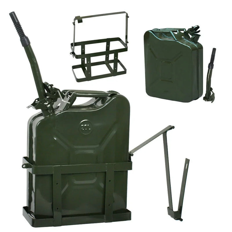 Jerry Can with Holder 20L Liter 5 Gallons - Steel Tank Gasoline Green K2095