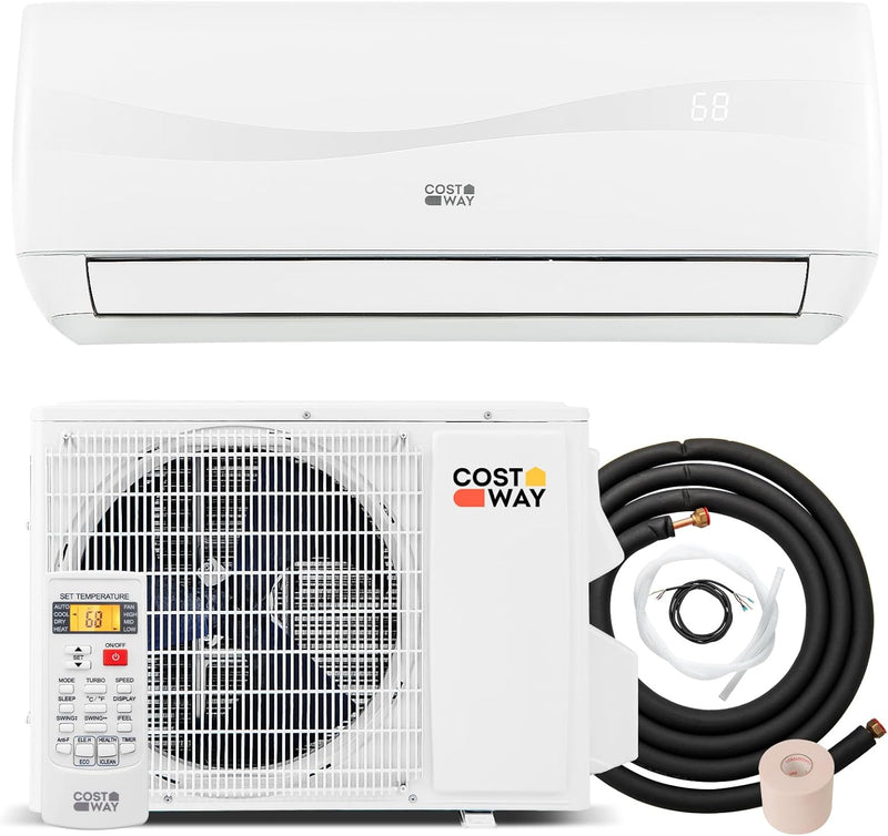 12000-watt mini split air conditioner and heater, 20 energy efficiency rating, 115 volts, wall-mounted tubeless air conditioning unit, capable of cooling rooms with an area not exceeding 750 square feet, energy-efficient inverter air I9092