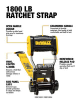 DXBC18004 1,800-lb Ratchet Tie-Down Straps, 1.25-in x 12-ft, 4-pk