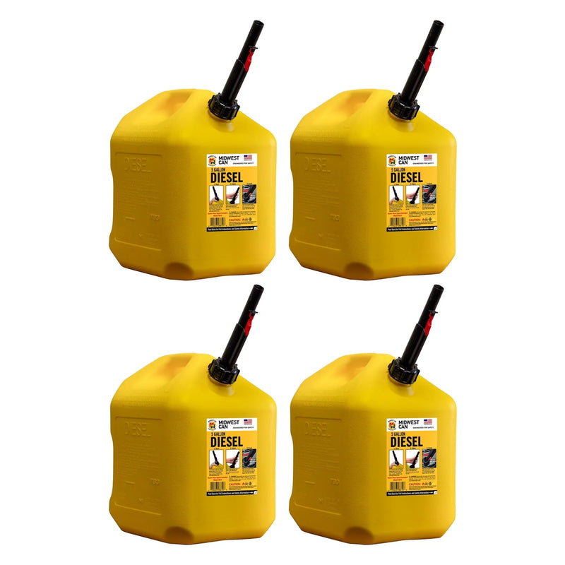5 Gallon Diesel Can Fuel Container w/ Auto Shut Off (4 Pack) F8844