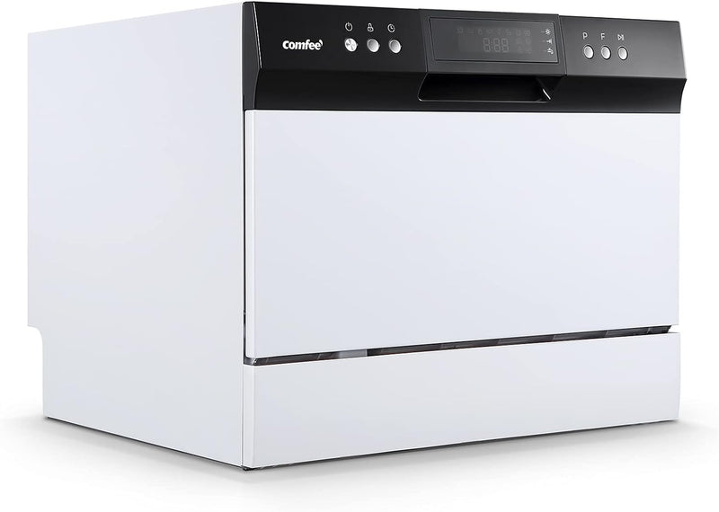 Desktop dishwasher, Energy Star portable dishwasher, 6 dish settings, small dishwasher with 8 washing programs, high-speed operation, baby care, energy-saving and glass material, dormitory dishwasher, RV and apartment dishwasher E3462