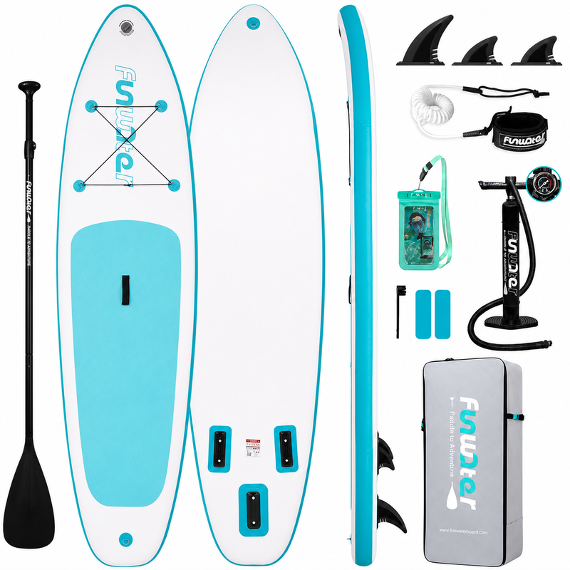 FunWater 10 ft 6 in Inflatable Stand Up Paddle Board Set – Sky Blue W1634