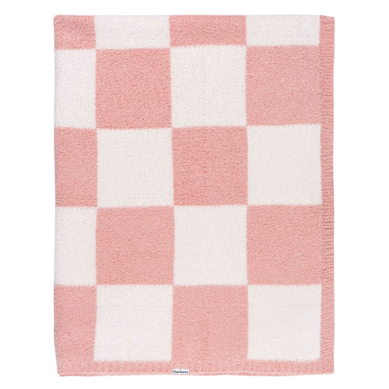 Childrenwear Pink Checkered Silky Mink Baby Blanket M1722