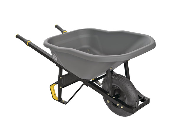 Pro Grade Heavy Duty Poly Tub Wheelbarrow, Poly/Plastic Tray, 6-cu-ft H5654