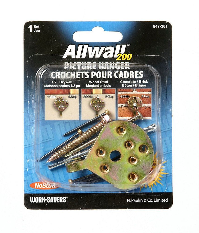 No Stud All WAll Picture Hanger, With Fasteners, 200-lb Capacity, Gold P7147