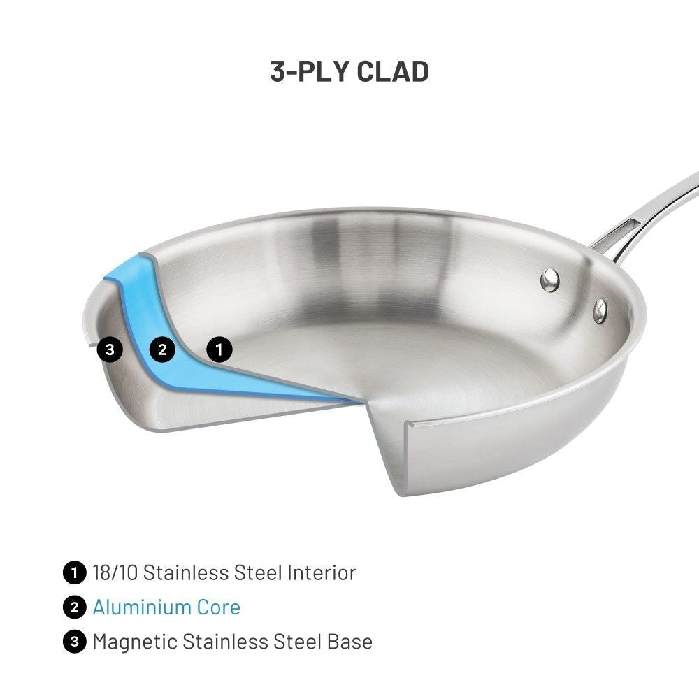 3-Ply Clad Commercial Fry Pan, 30-cm