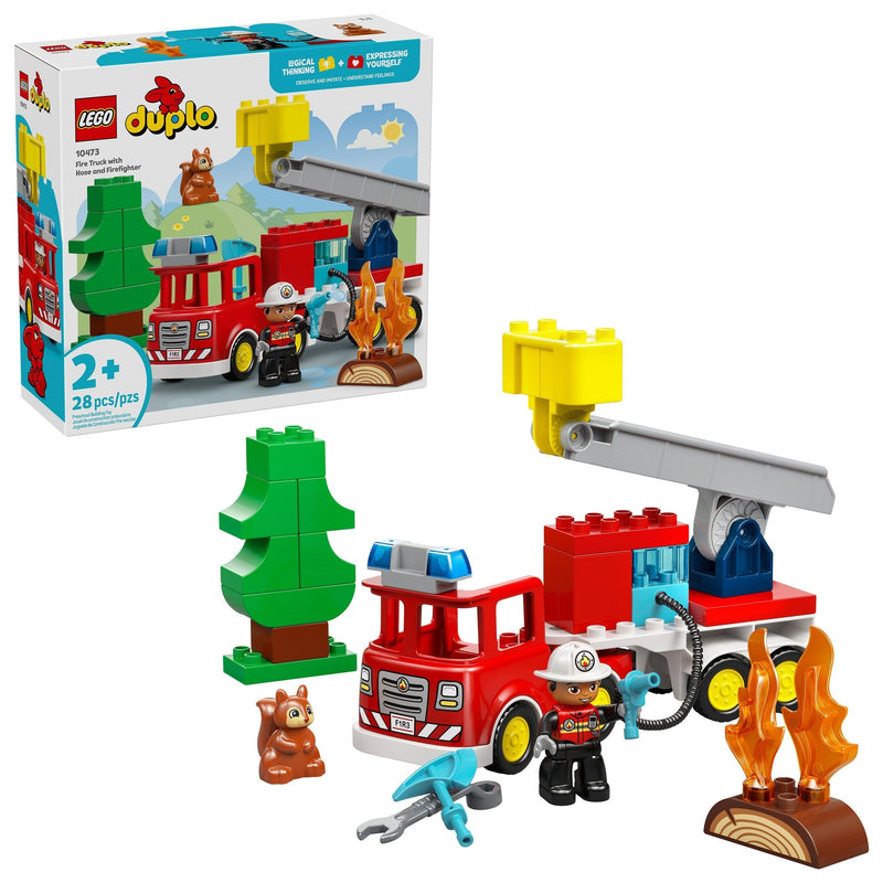 Fire Truck with Hose & Firefighter Toy Building Set - 10473, 26-pcs, Ages 2+ A2569