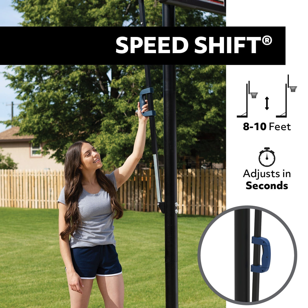 Portable Adjustable Basketball Backboard, Hoop & Net System, 50-in