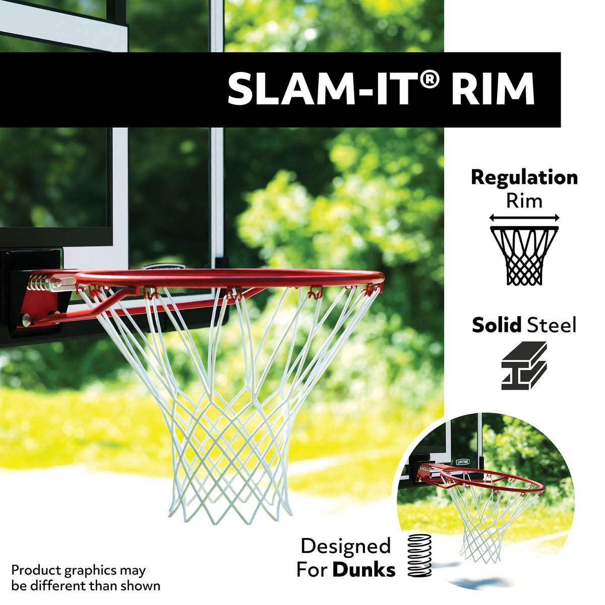 Portable Adjustable Basketball Backboard, Hoop & Net System, 50-in
