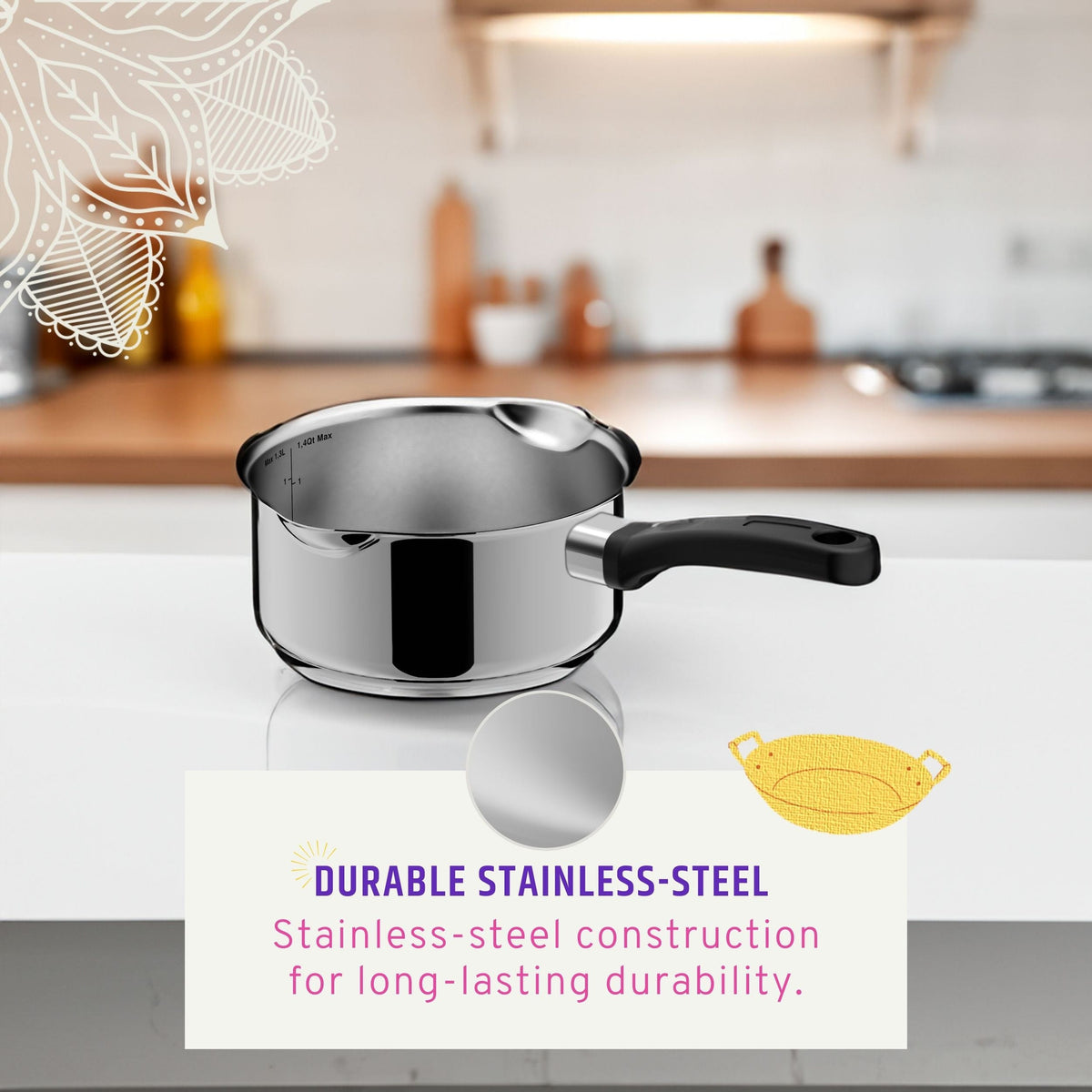 1.5qt Stainless Steel Milk Pan 16cm
