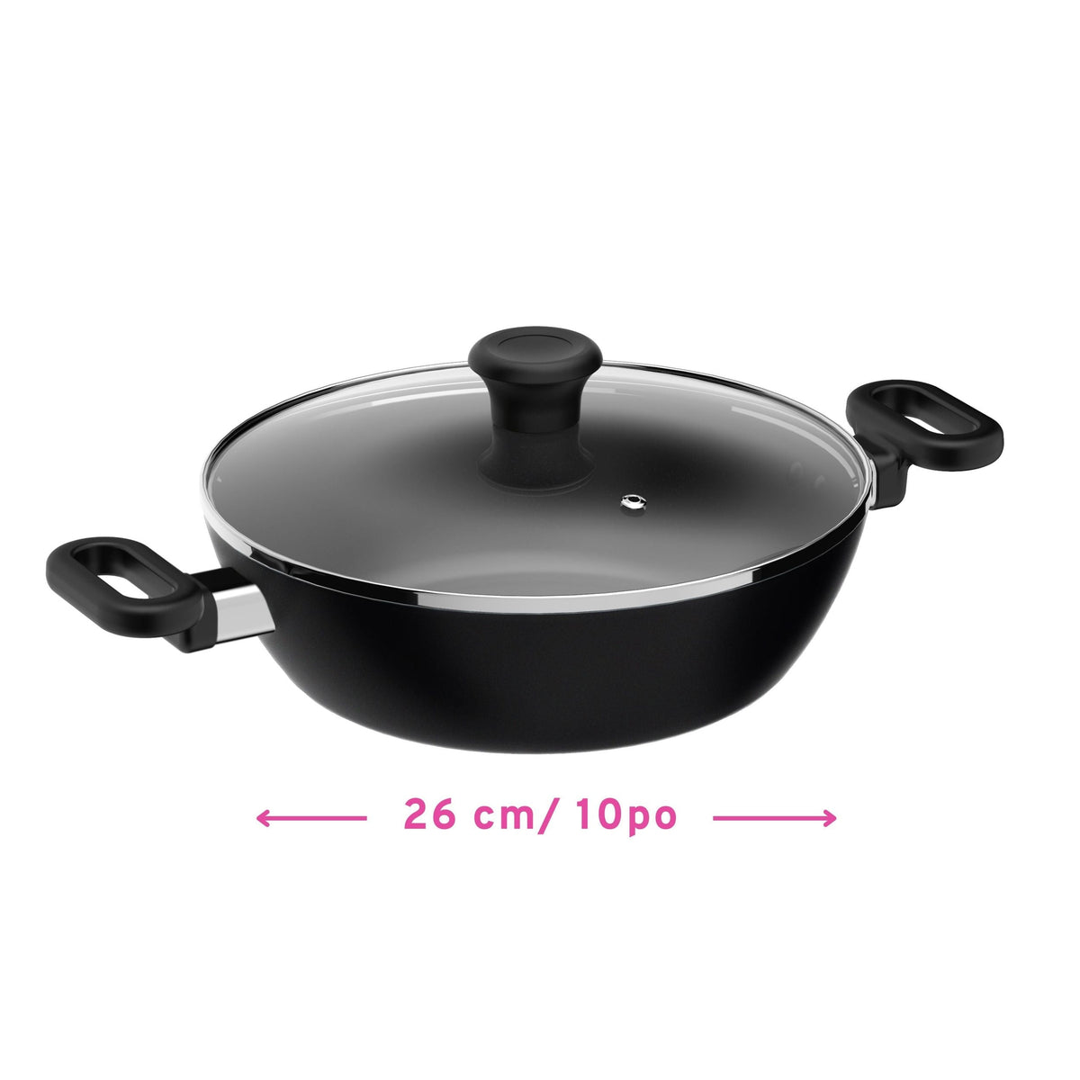 3.4qt Non-Stick Karahi with lid 26cm 10.25in