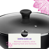 3.4qt Non-Stick Karahi with lid 26cm 10.25in