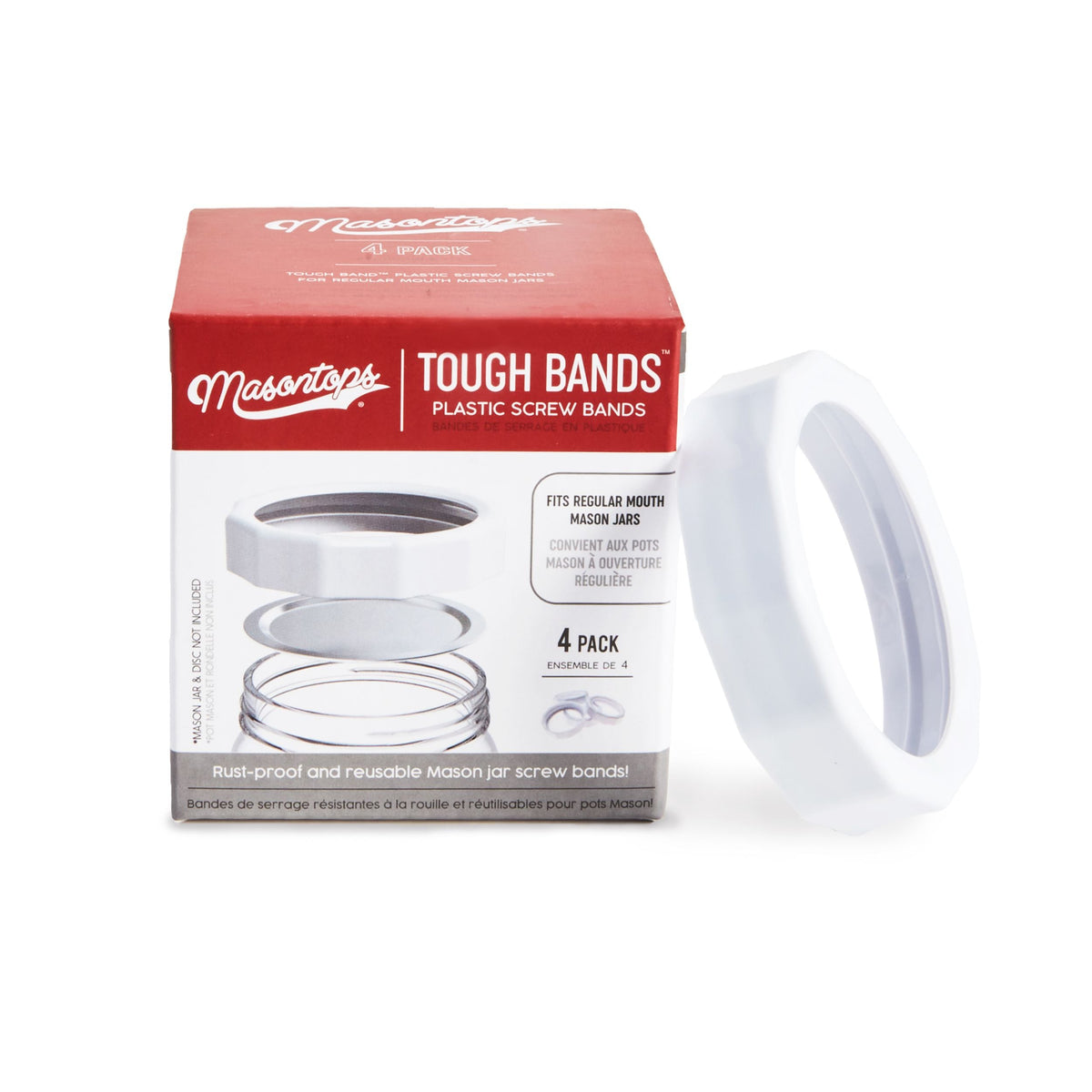 Regular Tough Screw Band for Jars, Rust-proof, 4-pk