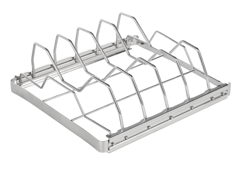 Stainless Steel Folding BBQ Rib Rack/Roasting Stand, Holds 4 Full Racks of Ribs