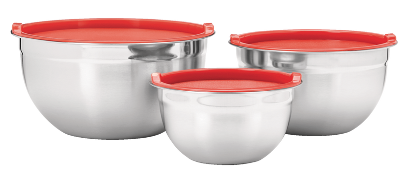Stainless Steel Mixing Bowls with Plastic Lids, 3-pk B3142