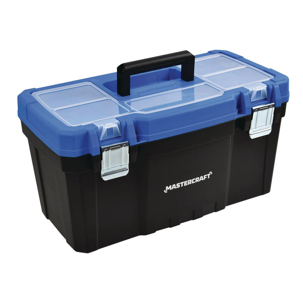 Portable Plastic Tool Box with Removable Tray & Tray Top, Blue, 22-in A1942