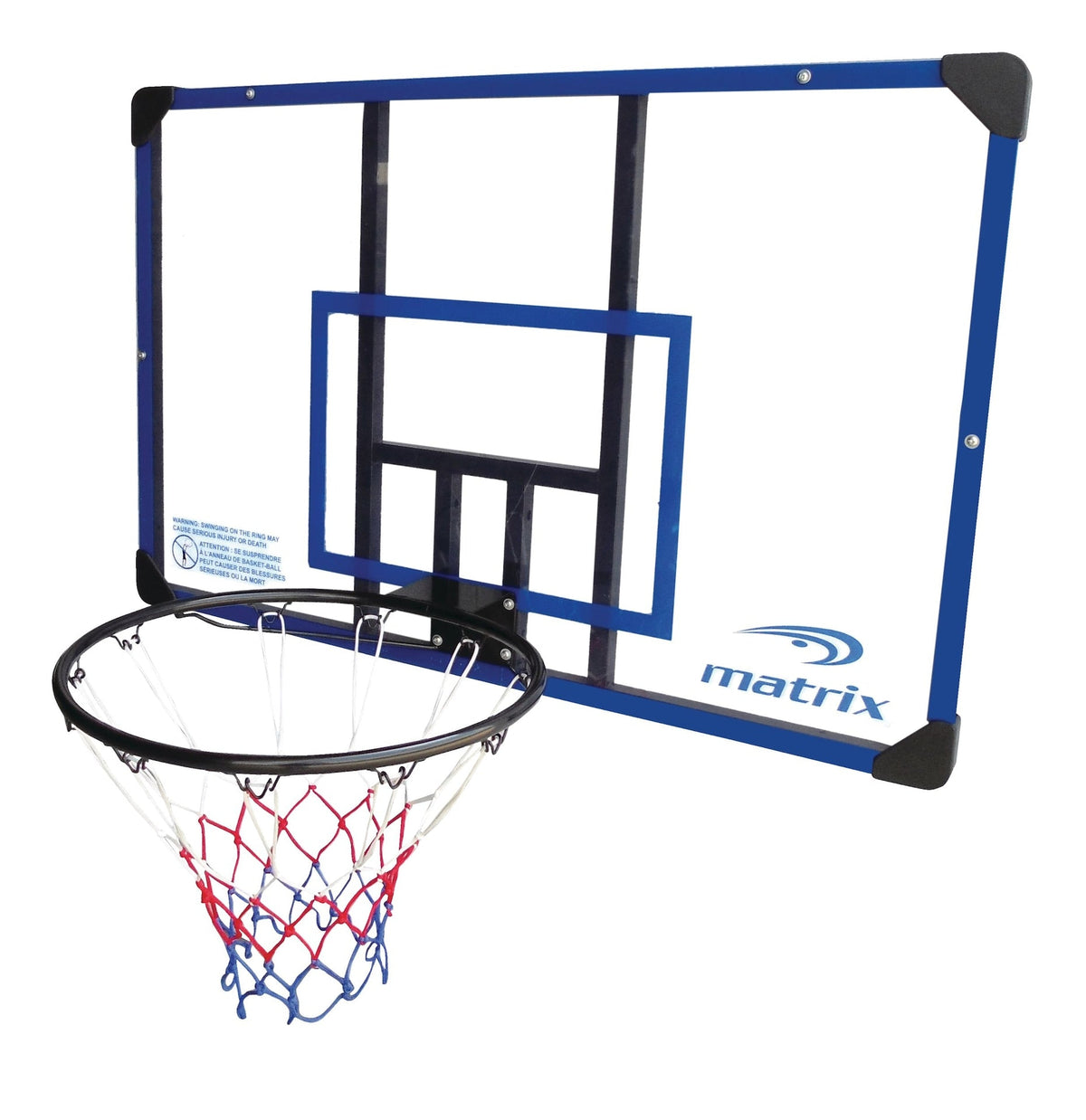 Deluxe Outdoor Basketball Backboard Hoop & Net with Wall Mount, 44-in