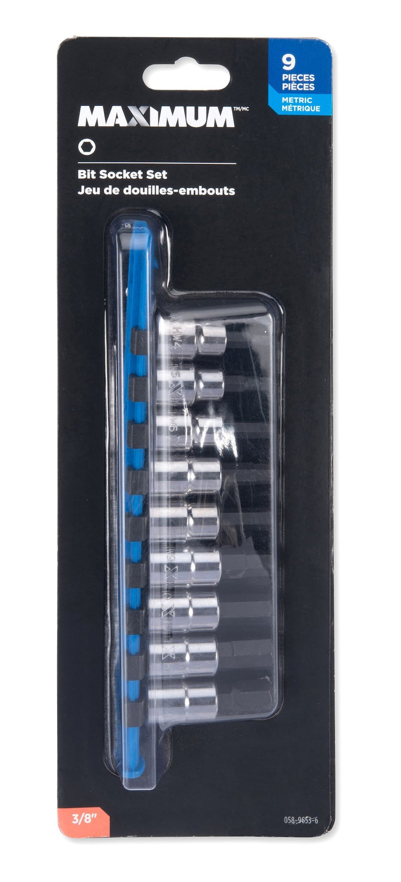 3/8-in Drive Hex Bit Socket Set, Chrome-Plated, 9-pc, Metric D8606