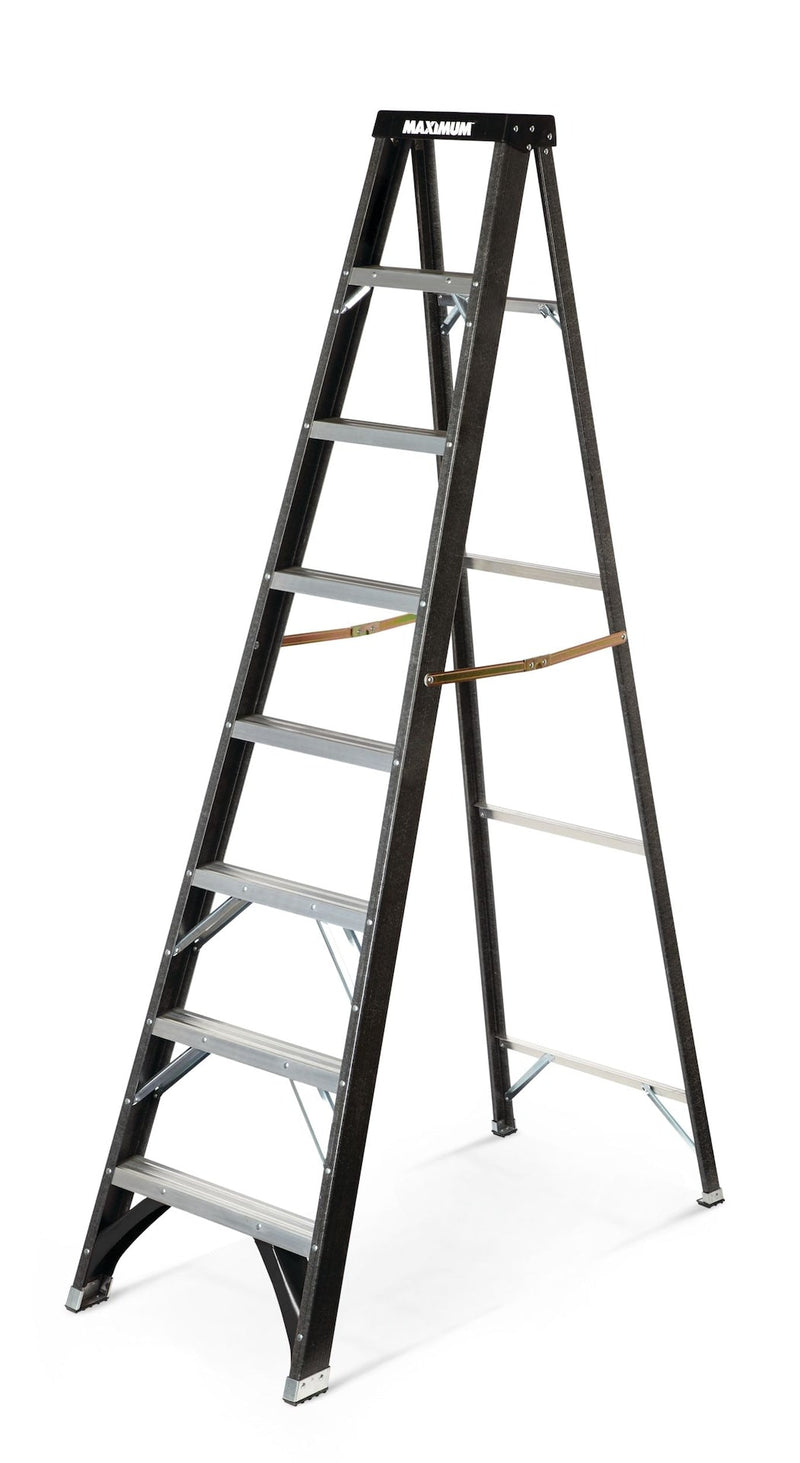 Grade 1 Fibreglass Heavy-Duty Industrial Step Ladder, 250-lb, 8-ft Q3517