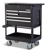 Rolling Mechanics Tool Cart with 5 Drawers, Black, 30-in