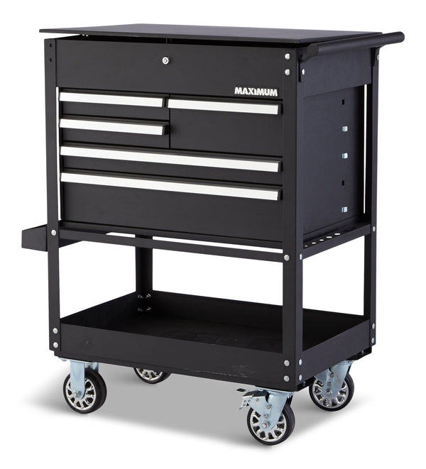 Rolling Mechanics Tool Cart with 5 Drawers, Black, 30-in F1704
