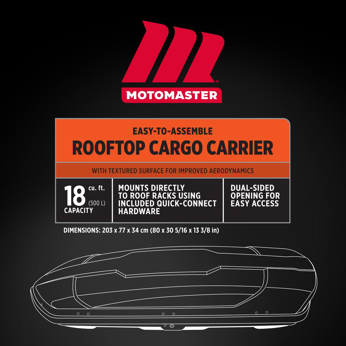 Roof Cargo Box, Black, 500-L, 18-cu.ft