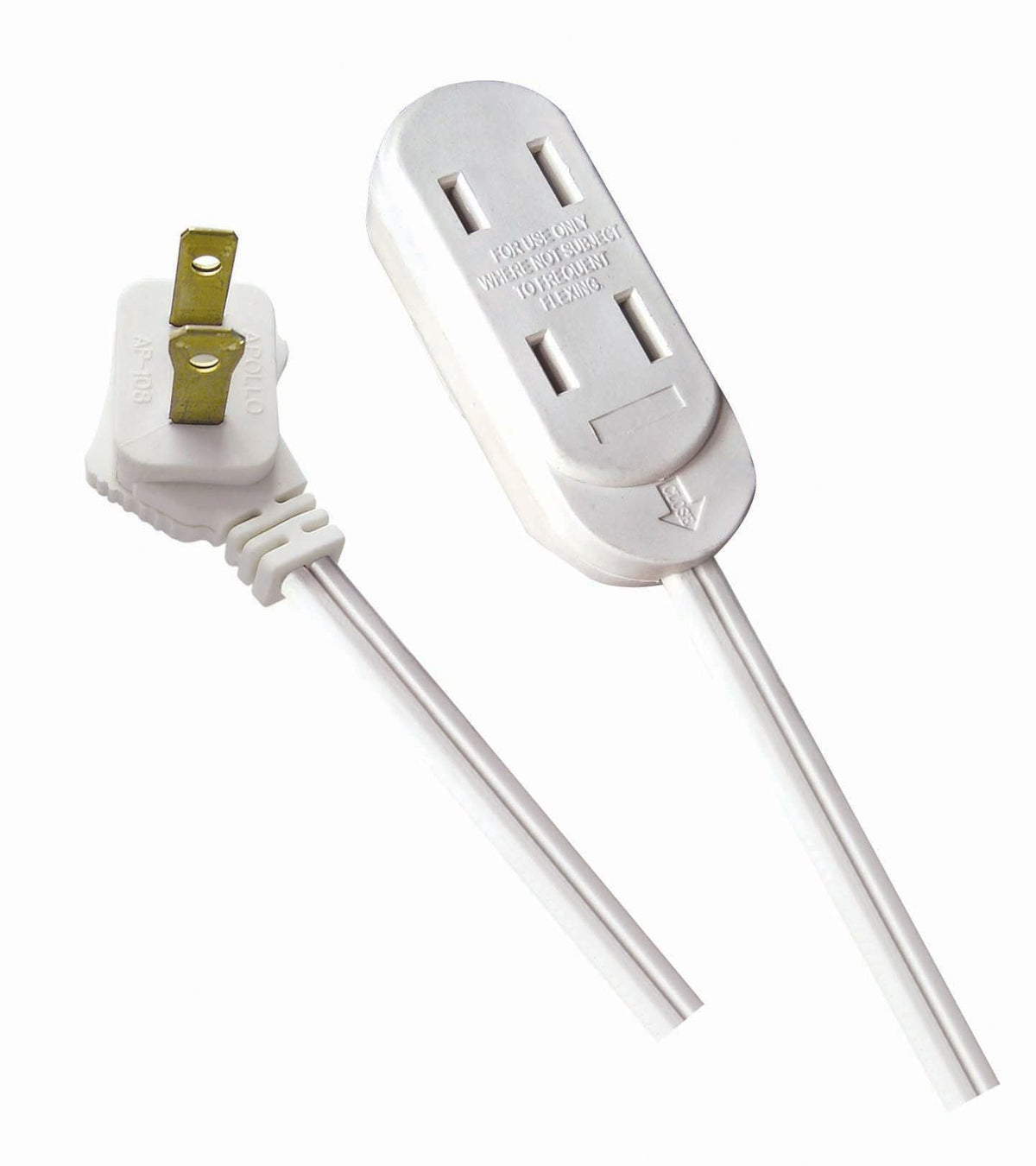 8-ft 2-in 16/2 Extension Cord, Flat plug, 3 Outlets, White