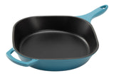 Enameled Cast Iron Frying Pan, Turquoise Blue, 10-in