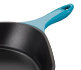 Enameled Cast Iron Frying Pan, Turquoise Blue, 10-in