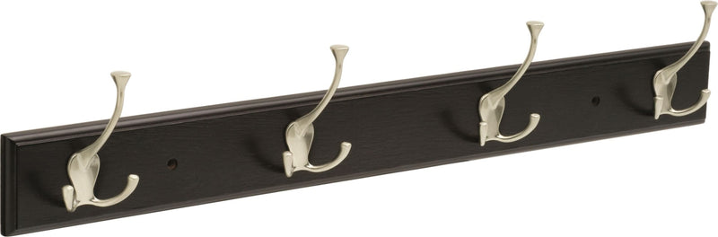 Stainless Steel 4-Tri Hook Rail, Black/Nickel, 27-in I4000