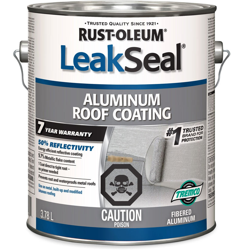 LeakSeal Aluminum Roof Coating, Reflective, Rust Proof & Waterproof Sealant, 3.78-L V291
