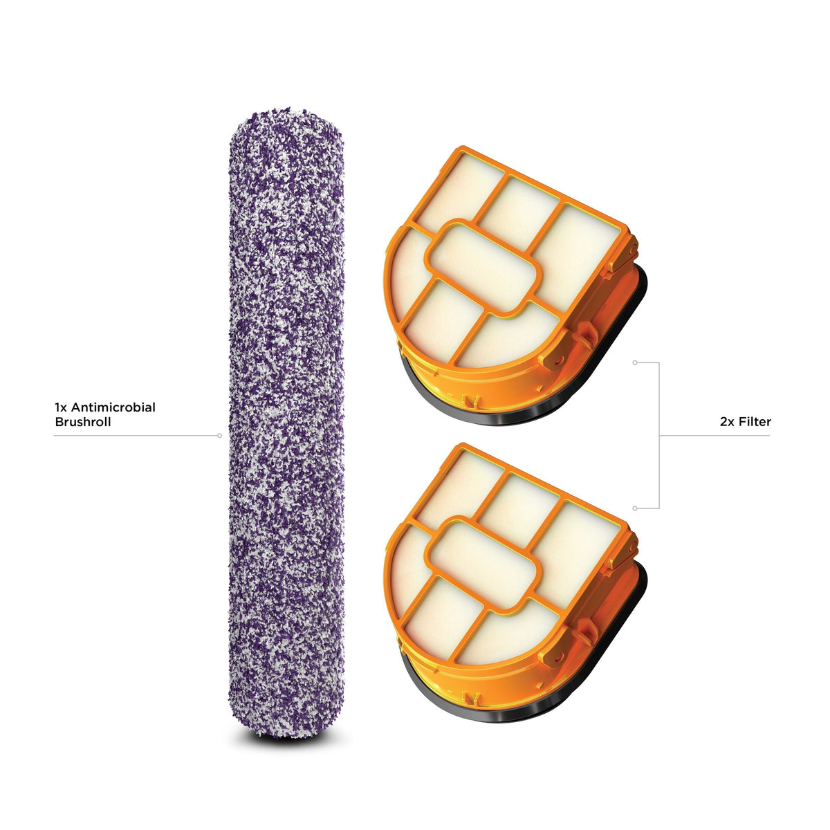 HydroVac Replacement Antimicrobial Brush Roll and 2-Pack Filter Bundle