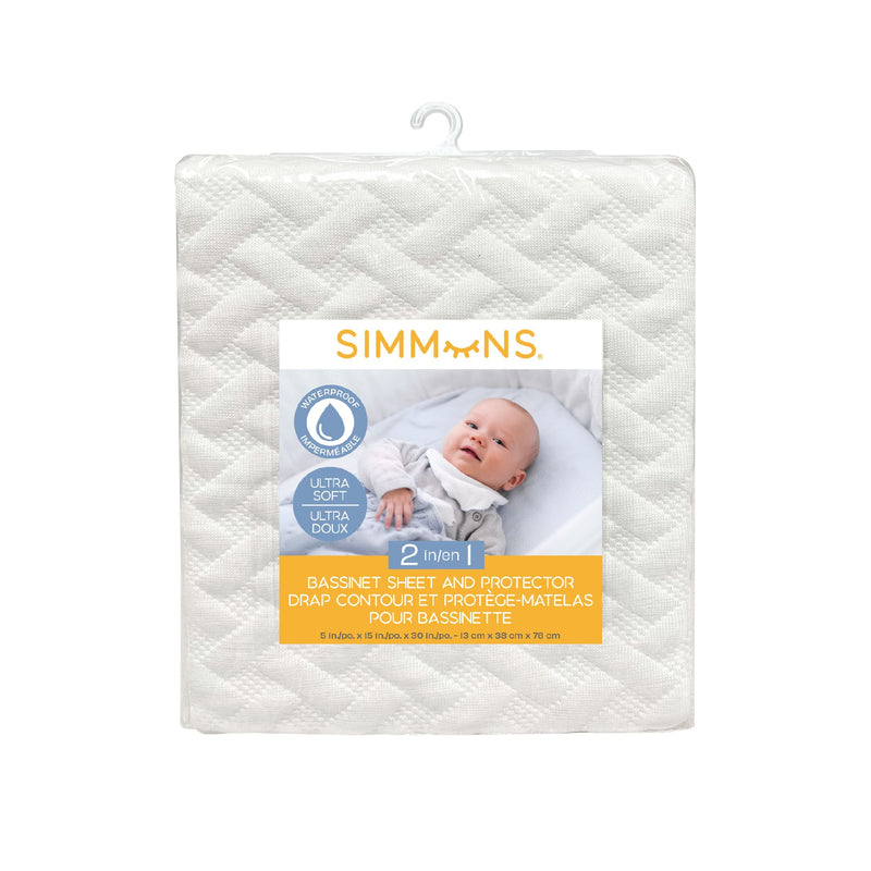 2-in-1 Bassinet Sheet & Waterproof Protector, Ivory F5917