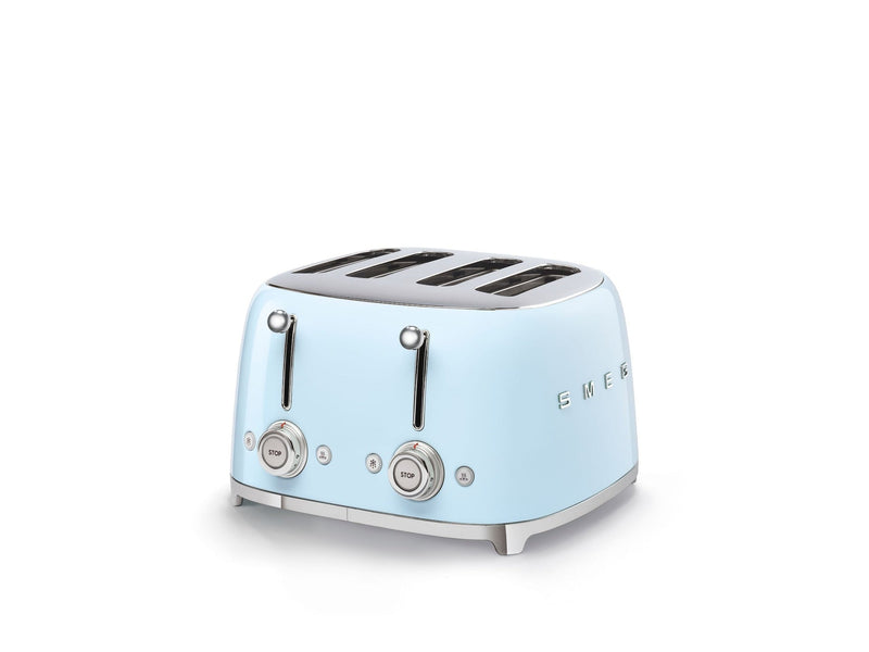50s Retro Style Wide Slot Pop-up Toaster, 4-Slice, Pastel Blue F3212