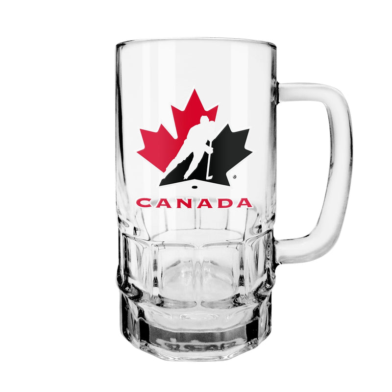 Reusable Glass Beer Stein, Classic Drinking Glass with Handle, Clar, 18-oz F23