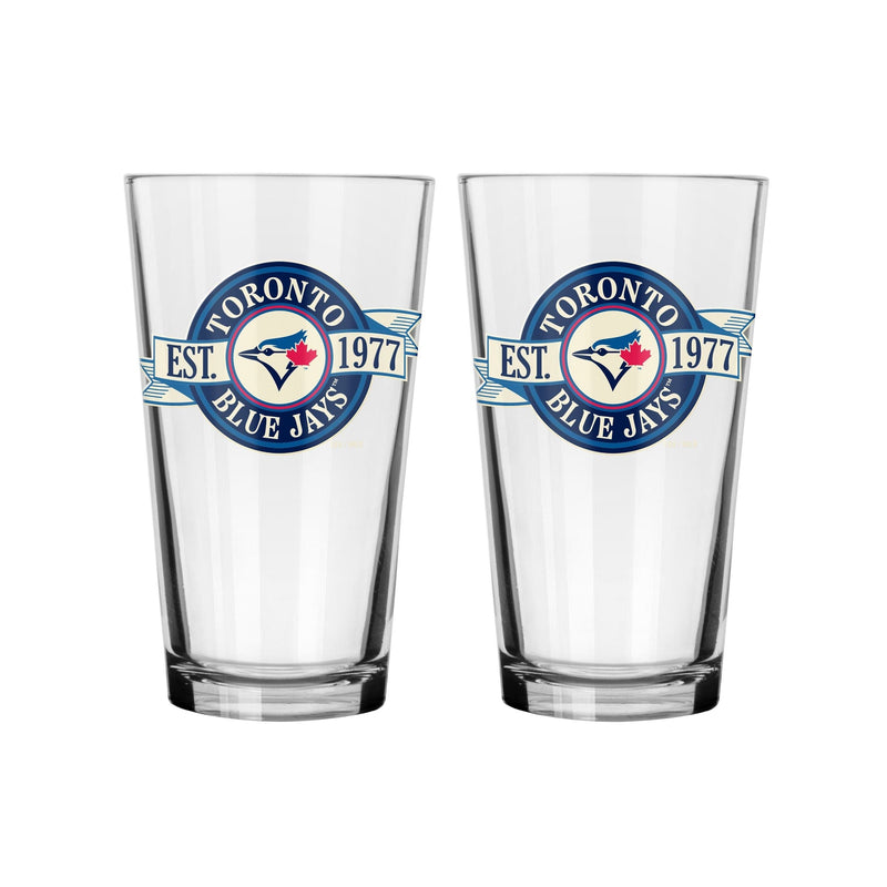 Pint Drinking Glass Set For Baseball Fans/Collectors, 16-oz, 2-pk A1843